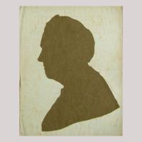 Life size silhouette of a man facing left