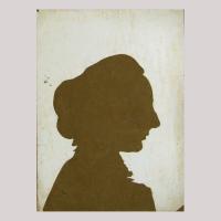 Life size silhouette of a woman facing right