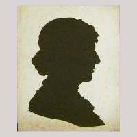 Life size silhouette of a woman facing right