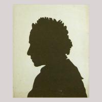 Life size silhouette of a woman facing left