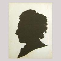 Life size silhouette of a woman facing left