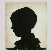 Life size silhouette of a child facing left