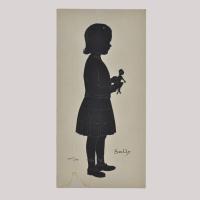 Silhouette of a girl looking right