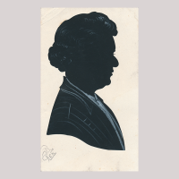 Front of silhouette, with man looking right.