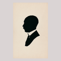 Front of silhouette, Man with a white collar looking to the left