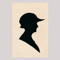 Front of silhouette, Woman wearing a hat and looking to the right