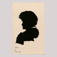 Front of silhouette, Woman wearing a hat and looking to the left