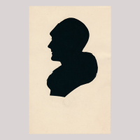 Front of silhouette, Woman wearing a hat and looking to the left