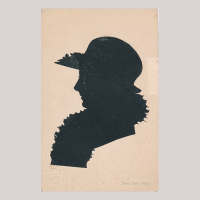 Front of silhouette, Woman wearing a hat and looking to the left