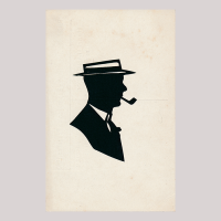 Front of silhouette, Man with a white collar looking to the right