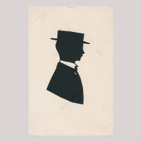 Front of silhouette, Man with a white collar looking to the right