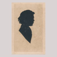 Front of silhouette, with boy looking right.