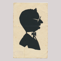 Front of silhouette, Man wearing glasses and looking to the right