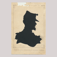 Front of silhouette, Man in uniform looking to the right