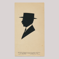 Front of silhouette, Man wearing a hat and looking to the left