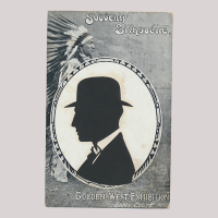 Front of silhouette, Man wearing a hat and looking to the left