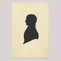 Front of silhouette, with boy looking left.