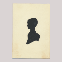 Front of silhouette, with child looking left. 