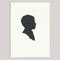 Front of silhouette, with boy looking right.