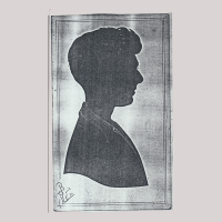 Front of silhouette, with man looking right.