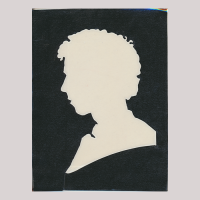 Front of silhouette, with man looking left.