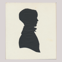 Front of silhouette, with boy looking right.