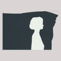 Front of silhouette, with girl looking right.