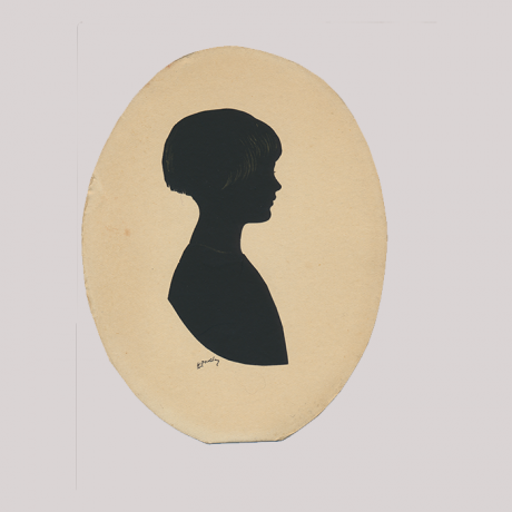 
        Front of silhouette, Young girl looking to the right