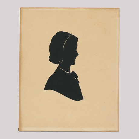 
        Front of silhouette, Young woman looking to the right