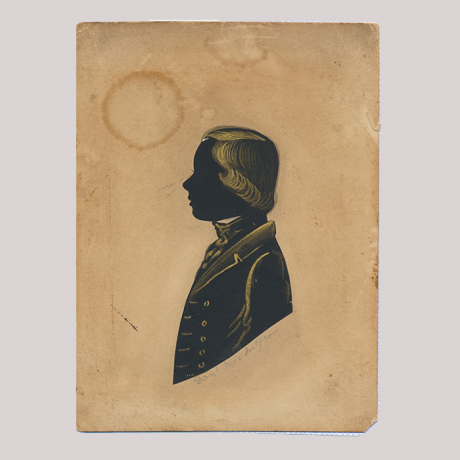 
        Front of silhouette, with boy looking left.