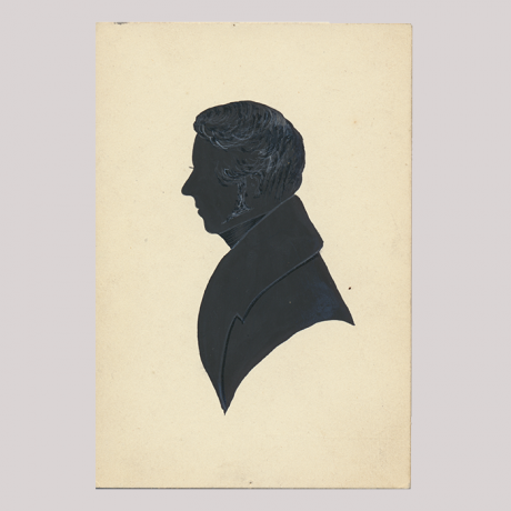 
        Front of silhouette, with man looking left.